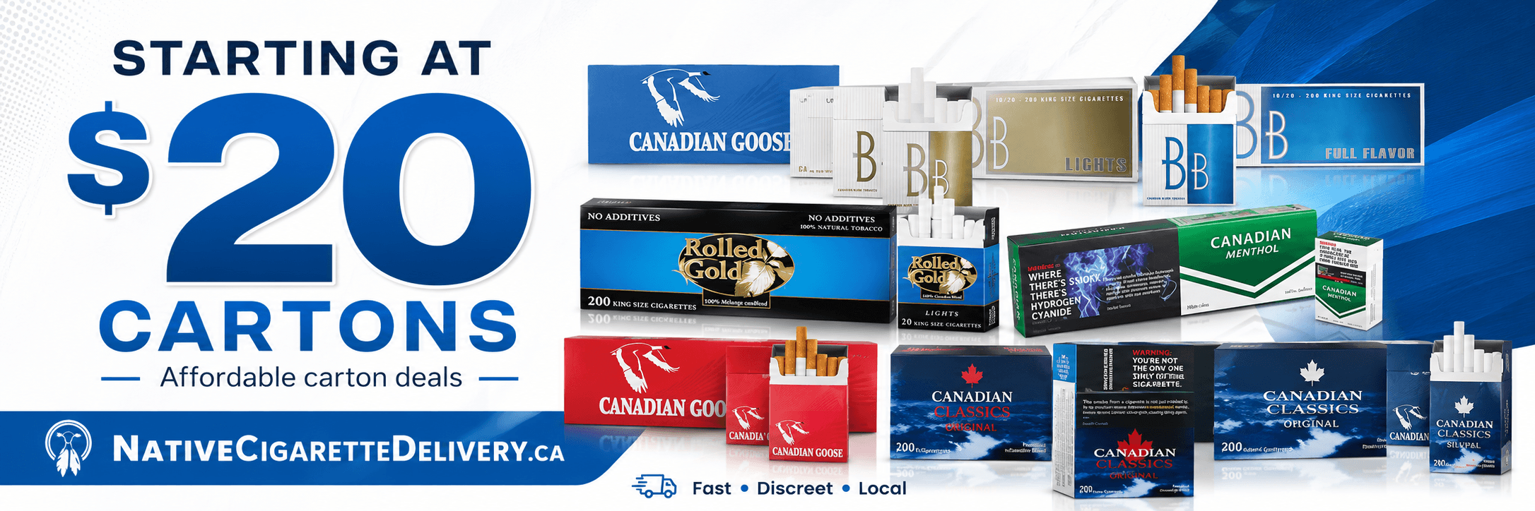 Selection of popular Canadian cigarette cartons
