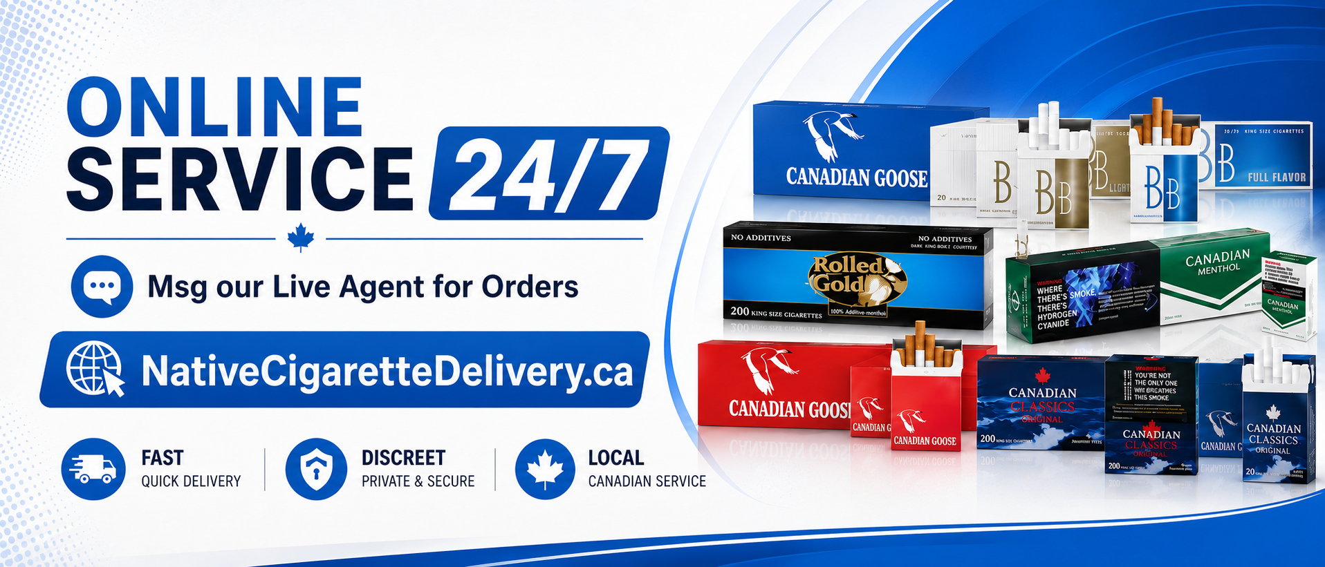 Native Cigarette Delivery online service available 24 hours a day, seven days a week